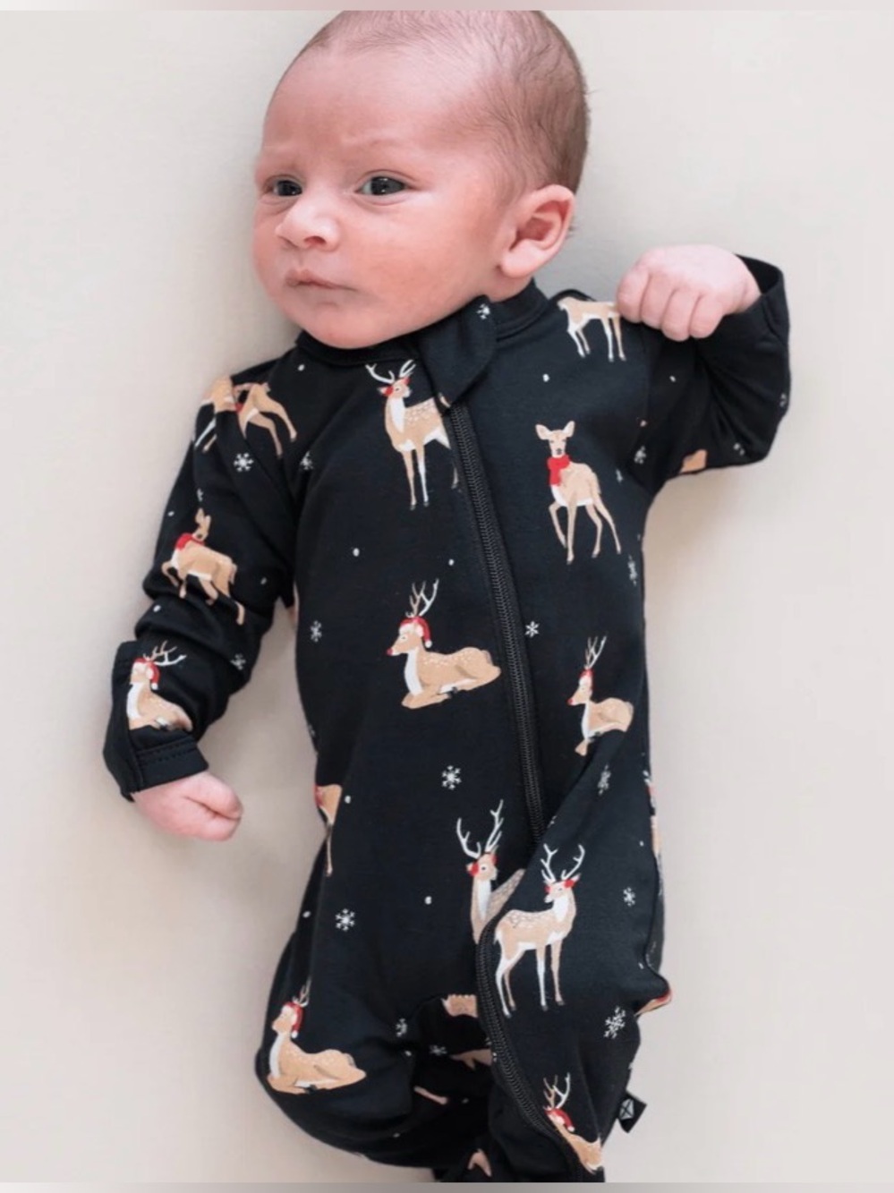 Kyte Baby Midnight Deer Discontinued Print Zip-Up Infant Footie Pyjamas | 6-12M